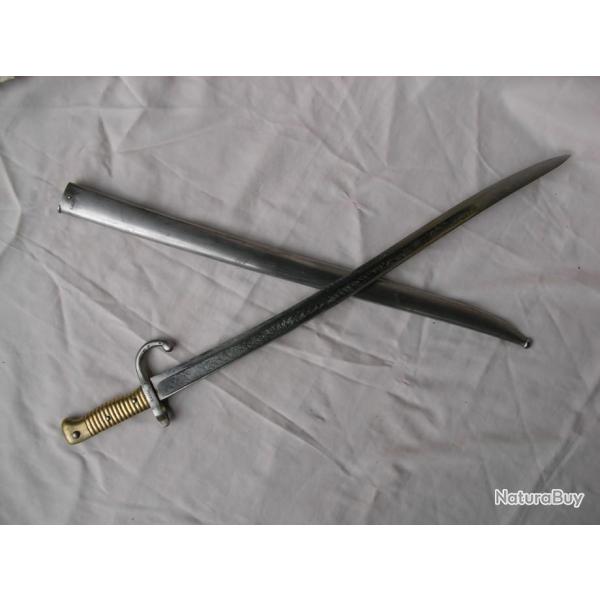 BAIONNETTE FRANCAISE MODELE 1866 AU MME NUMERO MANUFACTURE ARME ST-ETIENNE 2nd EMPIRE/3E RPUBLIQUE