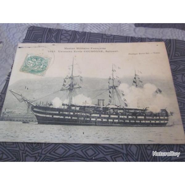 CP MARINE  MILITAIRE FRANCAISE  LA COURONNE  VAISSEAU ECOLE SALUANT