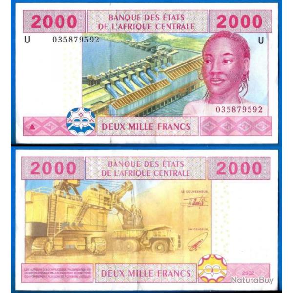 Banque Des Etats De L Afrique Centrale 2000 Francs 2002 Lettre U Cameroun