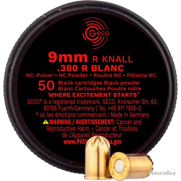 Cartouches  blanc Geco 9mm R 50 pces