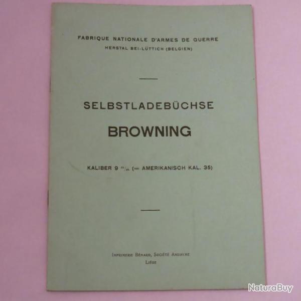 Livre d'instruction fusil Browning 9 mm ou 35 US et16