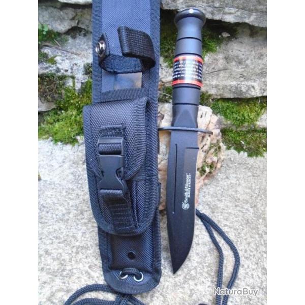 Couteau SMITH&WESSON Search & Rescue Marine Combat Lame Acier 440C Etui Nylon SWSUR1