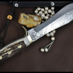 Couteau Bowie Damas Bois de cerf