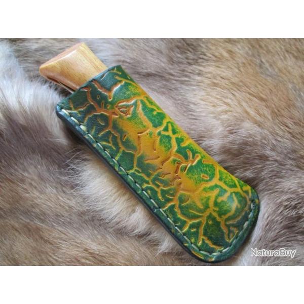 Etui en Cuir patin� sorti rapide pour l'Opinel N�10 Non customis� Port � droite