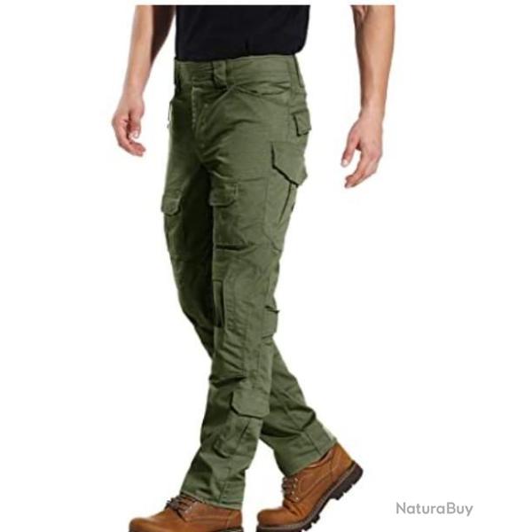 TOP ENCHERE - Pantalon tactique vert - Multipoches - Livraison gratuite et rapide