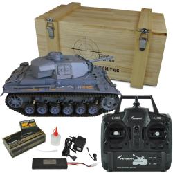 Char Radiocommand&eacute; Tank de combat Panzerkampfwagen III PKW 3 1/16 &egrave;me IR Son et Fum&eacute;e