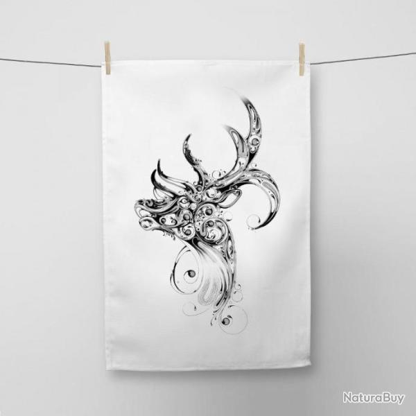 TORCHON COTON CERF GRAPHIC