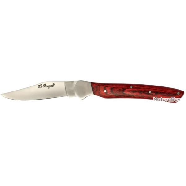 Couteau de poche pliant 12 cm Le BOUGNA �l�gance - Bois col rouge - Etui cuir offert.