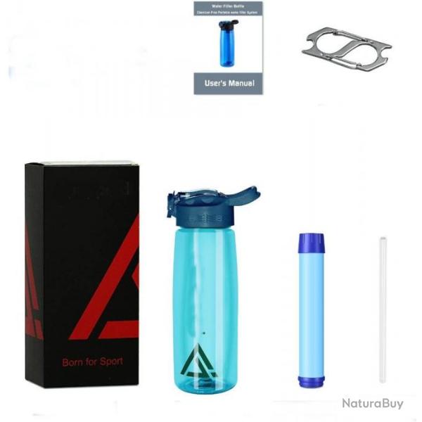 Gourde filtrante 650 ml avec filtre � charbon actif - LIVRAISON GRATUITE ET RAPIDE