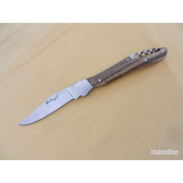 couteau canif de poche avec tire bouchon manche bois z�br� - Le Bougna