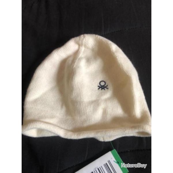 1 bonnet enfant 6 / 7 ans blanc  benetton