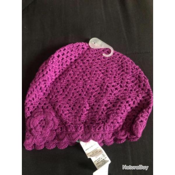 1 bonnet enfant 6 / 7 ans violet chaud  benetton