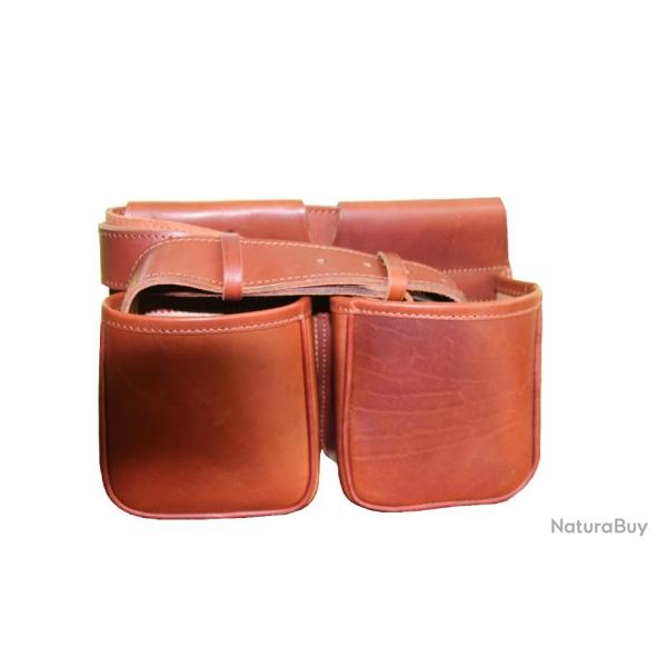 Double poche cuir Acajou Chasse El�gance CE085