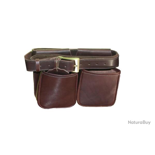 Double poche cuir Marron Chasse El�gance CE082