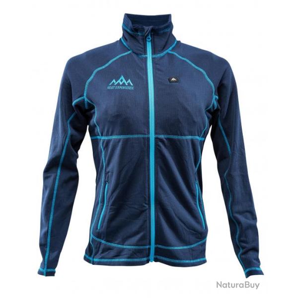 Pull chauffant en molleton Femme. Heat Experience Bleu