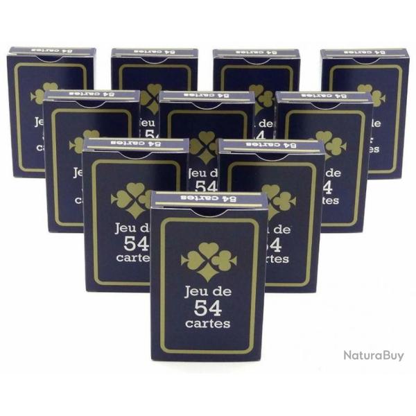 Jeu de 54 Cartes - Bridge/Poker/Canasta Lot de 10 (5 rouge + 5 bleu) - Gauloise