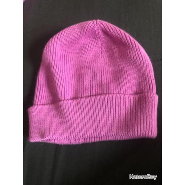 1 bonnet enfant 3 / 4 ans violet chaud  benetton