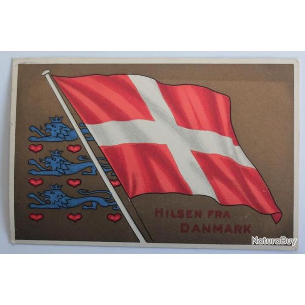 CPA Danemark Drapeau Hilsen fra danmark