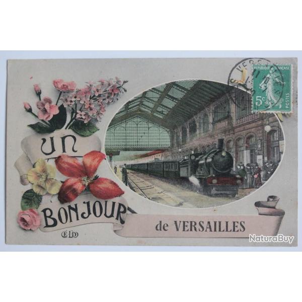 CPA Yvelines Un Bonjour de Versailles Train