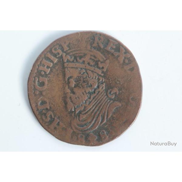 Monnaie Liard 1588 Philippe II Pays-Bas Espagnols Tournai