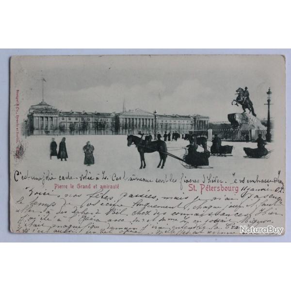 CPA Russie St P�tersbourg Pierre le Grand et amiraut� relief