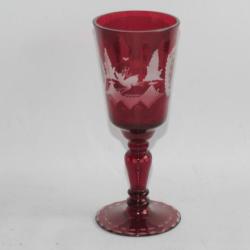 Verre cristal Bohème rouge cynégétique chasse