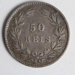 Monnaie argent 50 reis 1863 Portugal