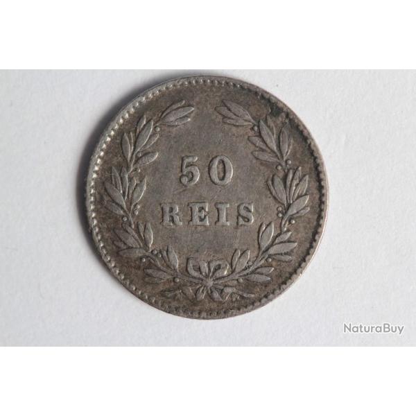Monnaie argent 50 reis 1863 Portugal