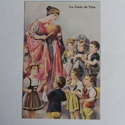 CPA Suisse La carte de pain Helvetia distribuant du pain aux enfants
