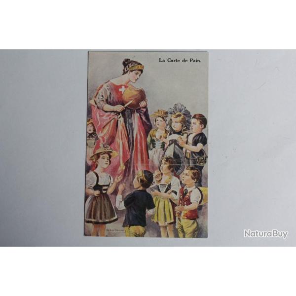 CPA Suisse La carte de pain Helvetia distribuant du pain aux enfants
