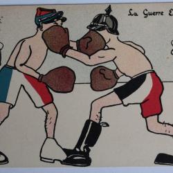 CPA satirique Guillaume La guerre europ&eacute;enne Boxe Miniouvis