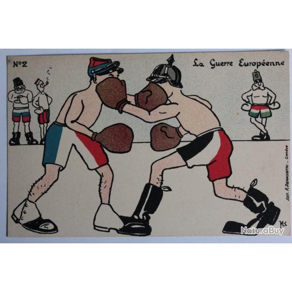 CPA satirique Guillaume La guerre europ�enne Boxe Miniouvis