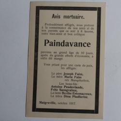 CPA satirique Avis mortuaire Paindavance Famine Suisse
