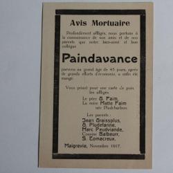 CPA satirique Avis mortuaire Paindavance Famine Suisse