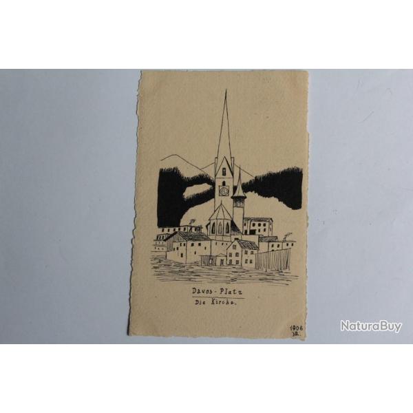 CPA illustr�e Suisse Davos-Platz 1906 HR Raum f�r Mitteilungen