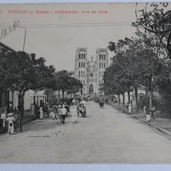 CPA Tonkin Hanoï Cathédrale vue de face
