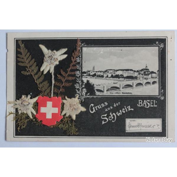 CPA Suisse Gruss aus der Schweiz Basel Edelweiss s�ch�es