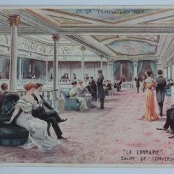 Carte postale ancienne Cie Gle Transatlantique La Lorraine Salon