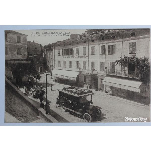 CPA Alpes-Maritimes Luc�ram Station Estivale La Place Autobus