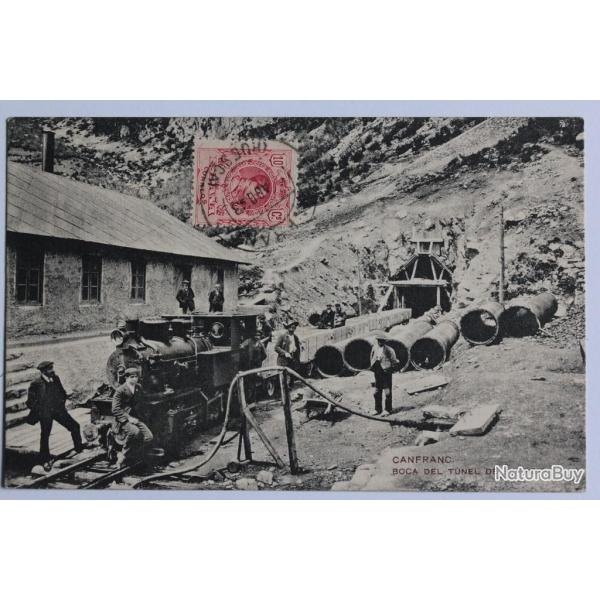 CPA Espagne Canfranc Boca del Tunel de Sumpot Train