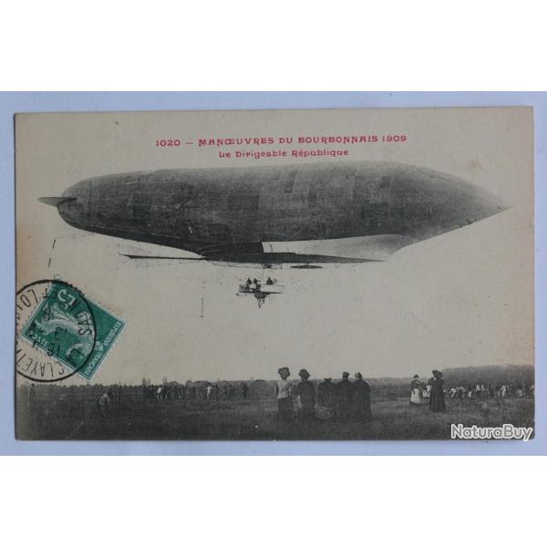 CPA Manoeuvres du Bourbonnais 1909 Le dirigeable R�publique Aviation