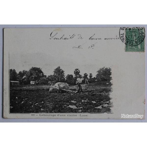 CPA Indochine Labourage d'une rizi�re Laos