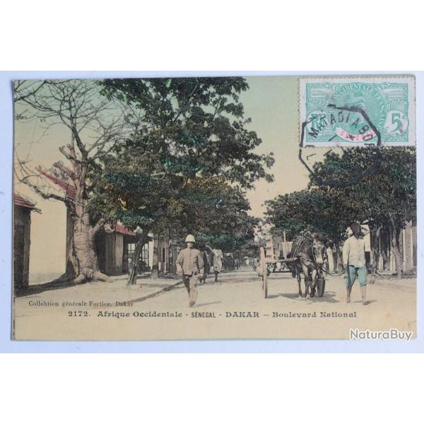 CPA Afrique occidentale S�n�gal Dakar Boulevard National Attelage