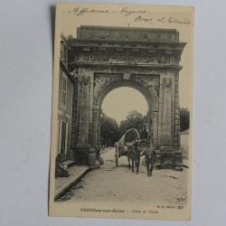 CPA C&ocirc;te-d'Or Ch&acirc;tillon sur Seine Porte de Paris Attelage
