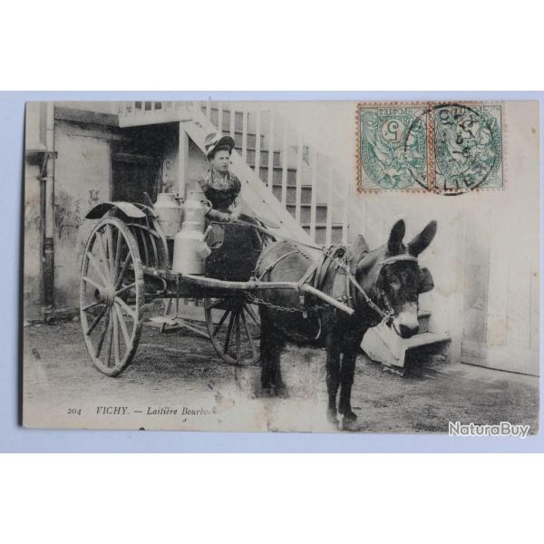 CPA Allier Vichy Laiti�re Bourbonnaise Attelage d'�ne
