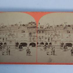 Photographie Vue stéréo Statue de d'Erlach Berne Suisse