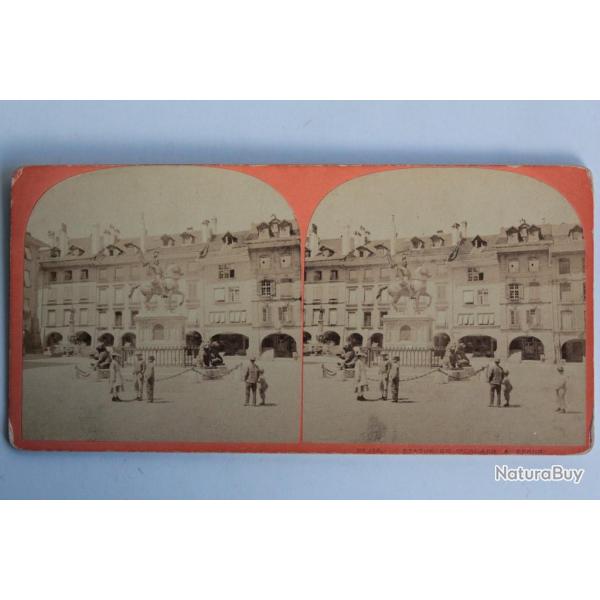 Photographie Vue st�r�o Statue de d'Erlach Berne Suisse