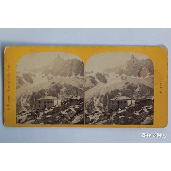Photographie Vue st�r�o Montanvert et aiguille du Dru Mont-Blanc