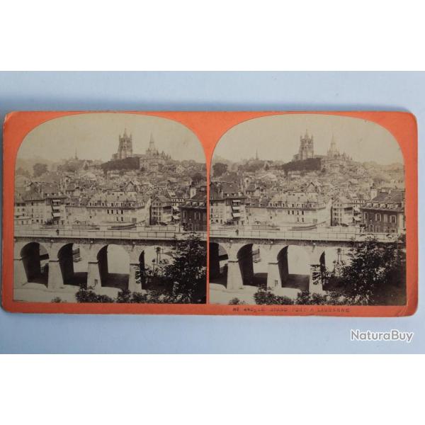 Photographie Vue st�r�o Le grand pont � Lausanne Suisse