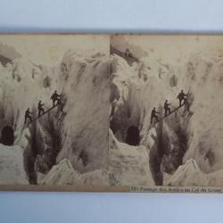 Photographie Vue stéréo Passage des Séracs au Col du Géant Mont-Blanc